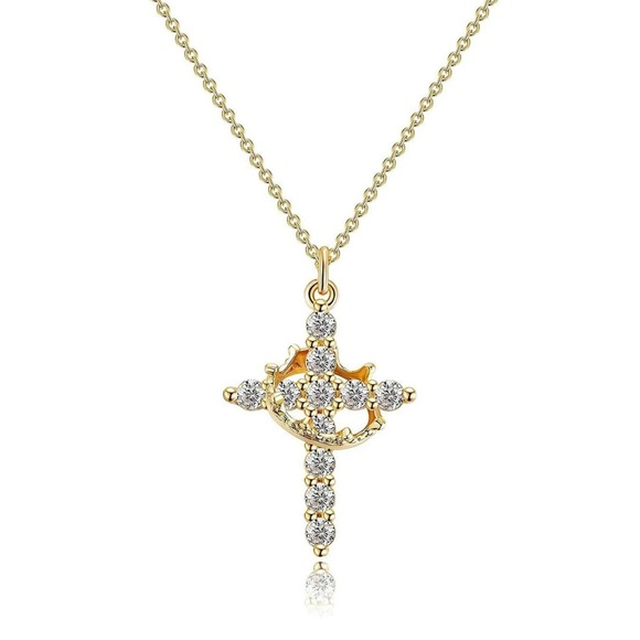 Cross Crown Zirconia Necklace - Picture 1 of 4